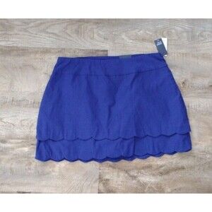 Crown & Ivy Royal‎ Blue New Double Scalloped Hem Blue stretch pull-on Skort 14W